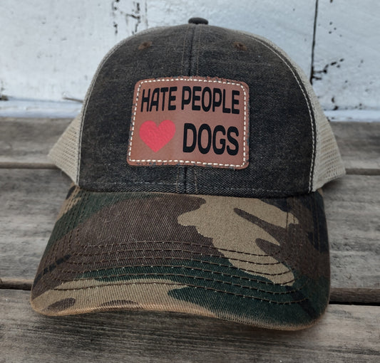 Hate People ❤️ Dogs Camo Hat
