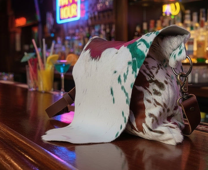 Muliti colored Hair on Cowhide Bag