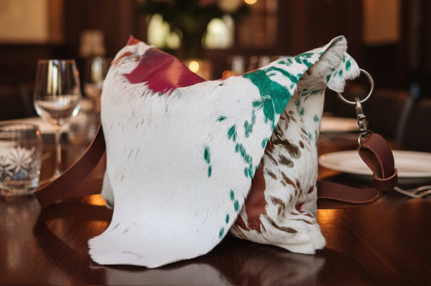 Muliti colored Hair on Cowhide Bag