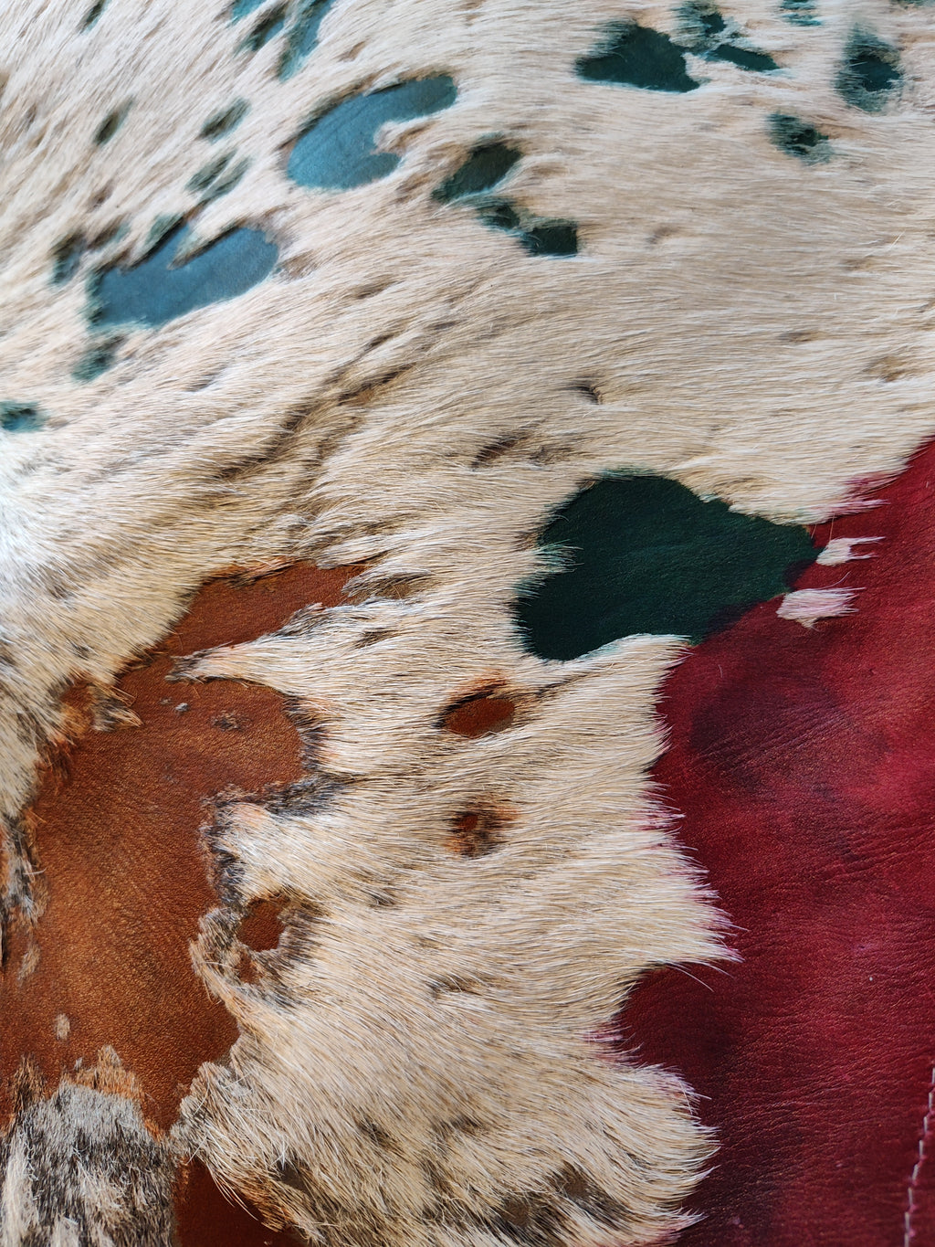 Muliti colored Hair on Cowhide Bag