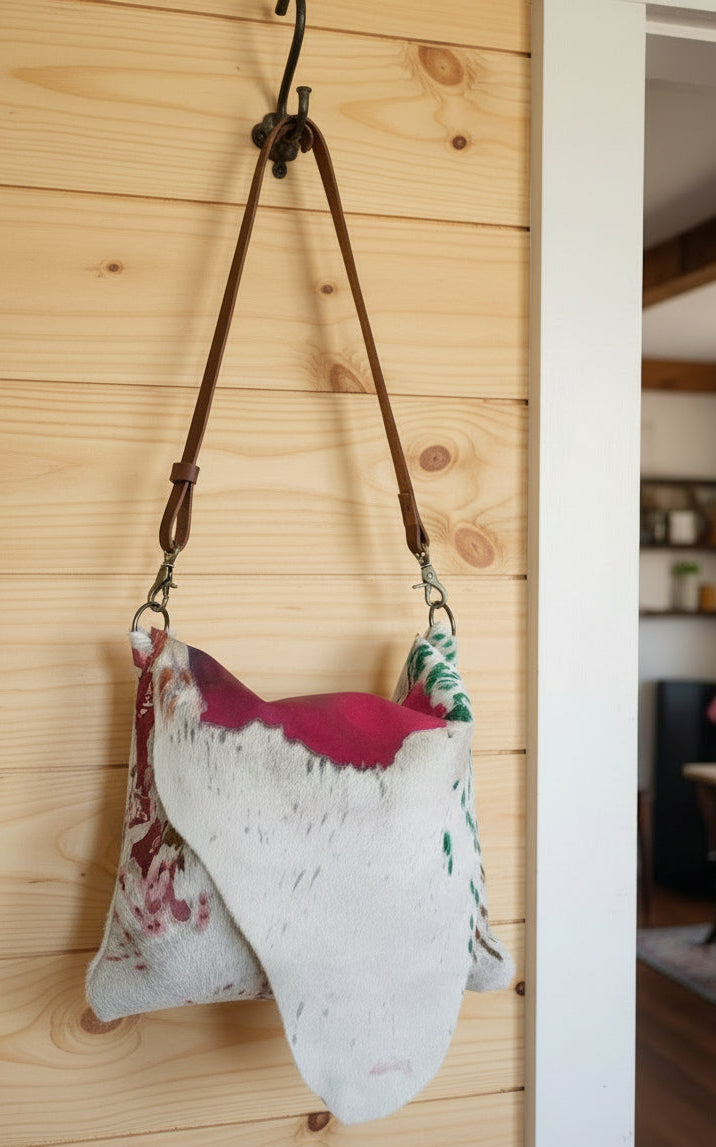 Muliti colored Hair on Cowhide Bag